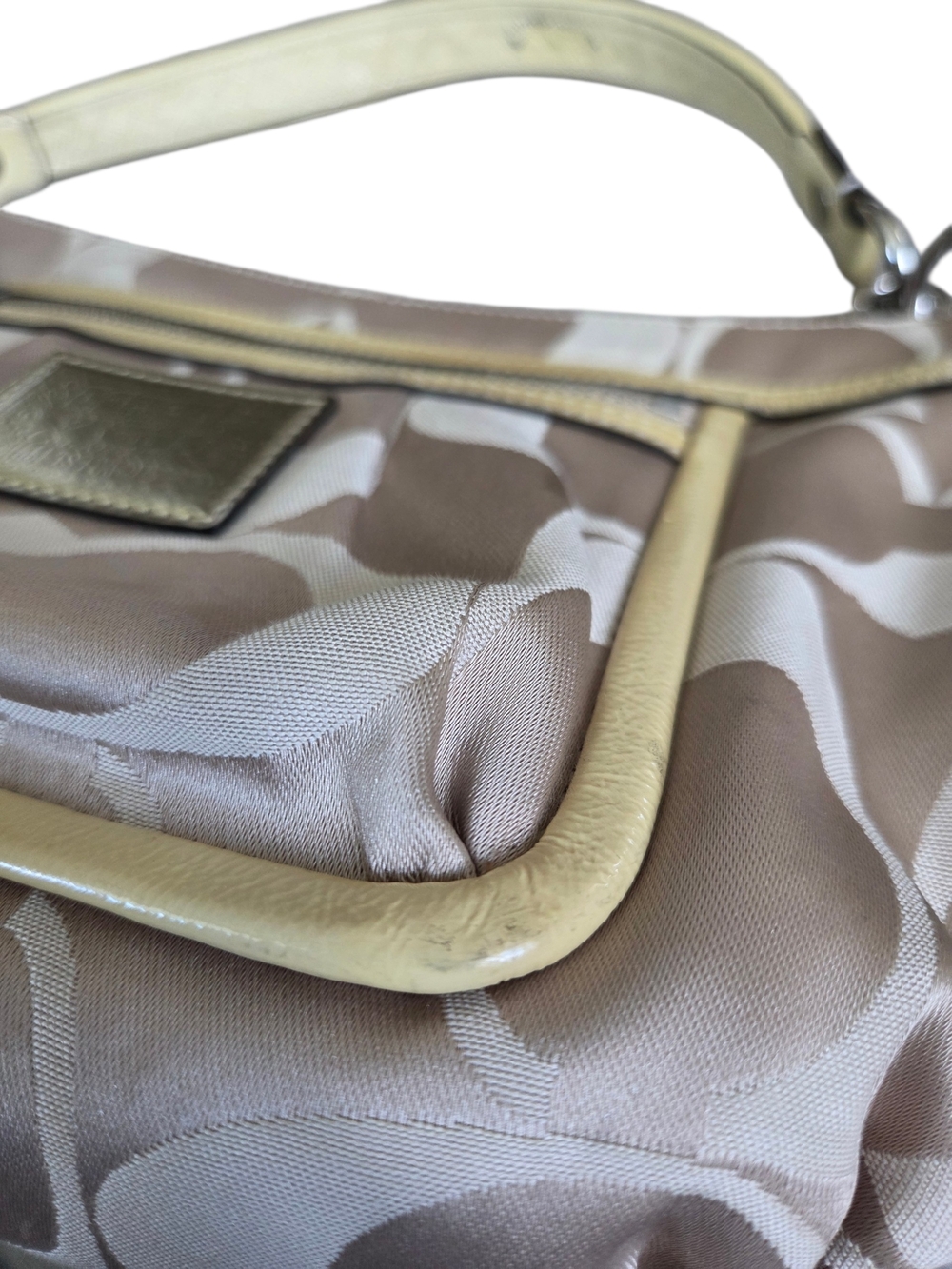 Coach Poppy Signature Groovy Gold Tan Shoulder Bag With Crossbody Strap - Picture 8 of 16